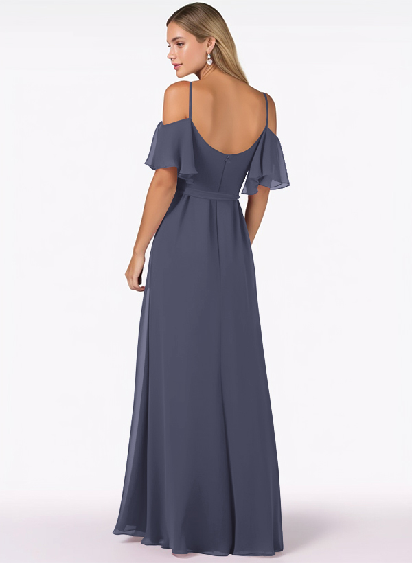 Off-the-Shoulder A-Line Bridesmaid Dress With Chiffon