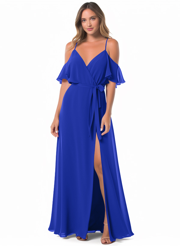 Off-the-Shoulder A-Line Bridesmaid Dress With Chiffon
