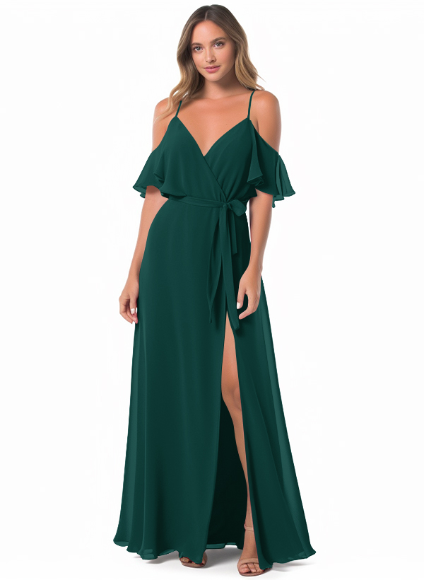Off-the-Shoulder A-Line Bridesmaid Dress With Chiffon