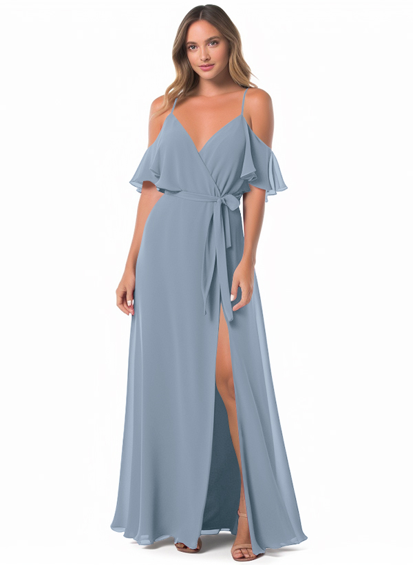 Off-the-Shoulder A-Line Bridesmaid Dress With Chiffon