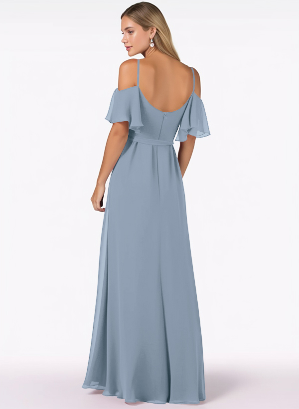 Off-the-Shoulder A-Line Bridesmaid Dress With Chiffon