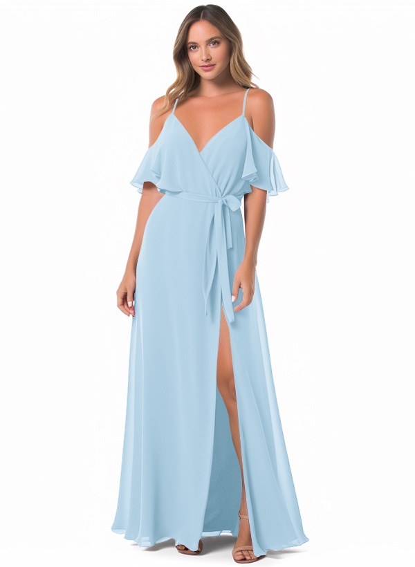 Off-the-Shoulder A-Line Bridesmaid Dress With Chiffon