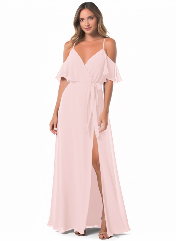 Off-the-Shoulder A-Line Bridesmaid Dress With Chiffon