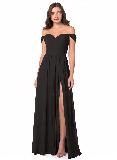 Off-The-Shoulder A-Line Chiffon Bridesmaid Dress