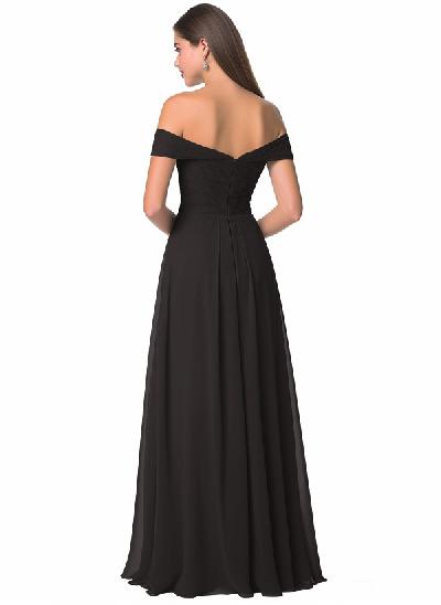 Off-The-Shoulder A-Line Chiffon Bridesmaid Dress