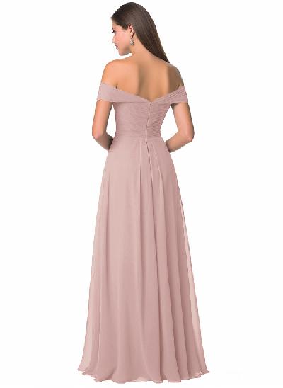 Off-The-Shoulder A-Line Chiffon Bridesmaid Dress