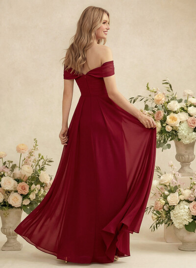 Off-The-Shoulder A-Line Chiffon Bridesmaid Dress