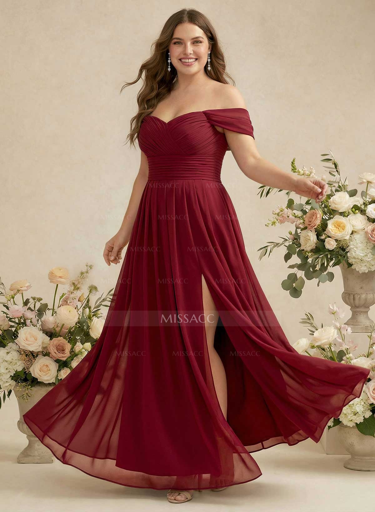 Off-The-Shoulder A-Line Chiffon Bridesmaid Dress