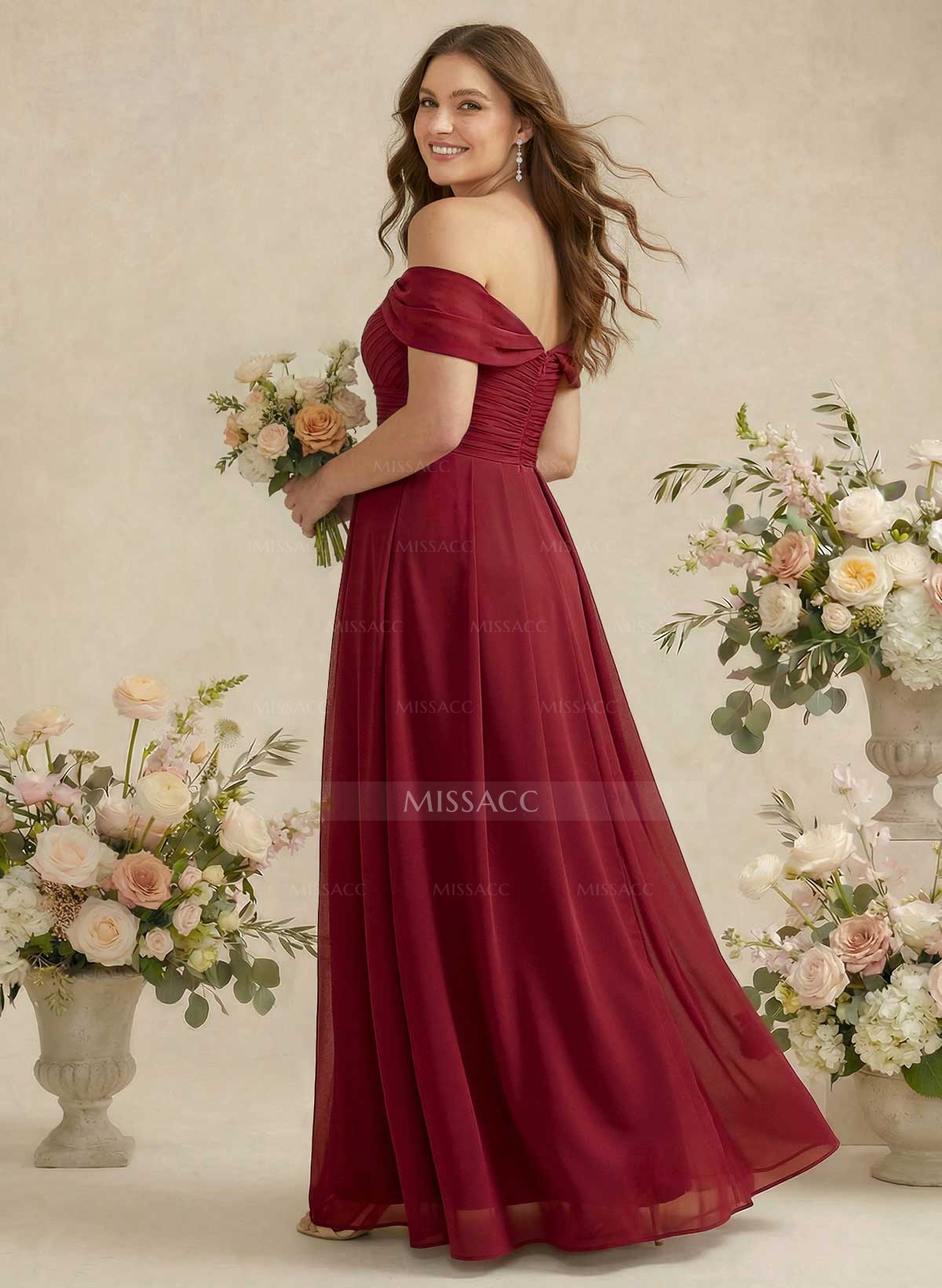 Off-The-Shoulder A-Line Chiffon Bridesmaid Dress