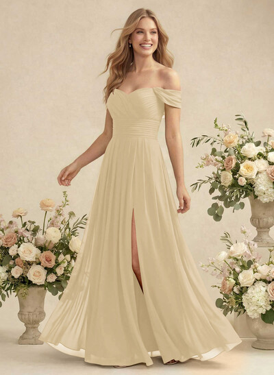 Off-The-Shoulder A-Line Chiffon Bridesmaid Dress