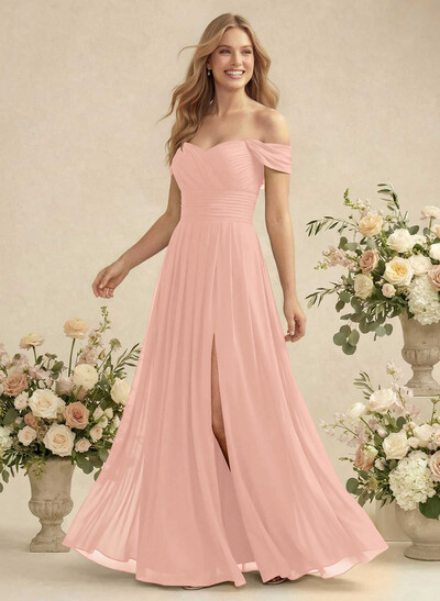 Off-The-Shoulder A-Line Chiffon Bridesmaid Dress