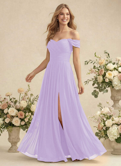 Off-The-Shoulder A-Line Chiffon Bridesmaid Dress