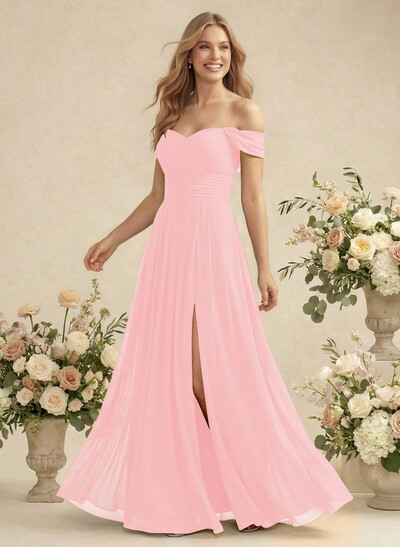 Off-The-Shoulder A-Line Chiffon Bridesmaid Dress