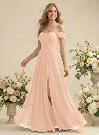 Off-The-Shoulder A-Line Chiffon Bridesmaid Dress
