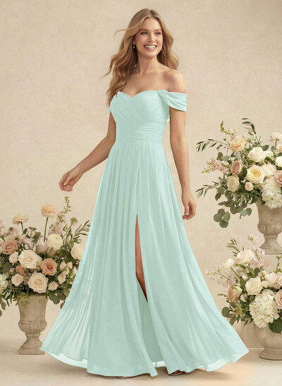 Off-The-Shoulder A-Line Chiffon Bridesmaid Dress