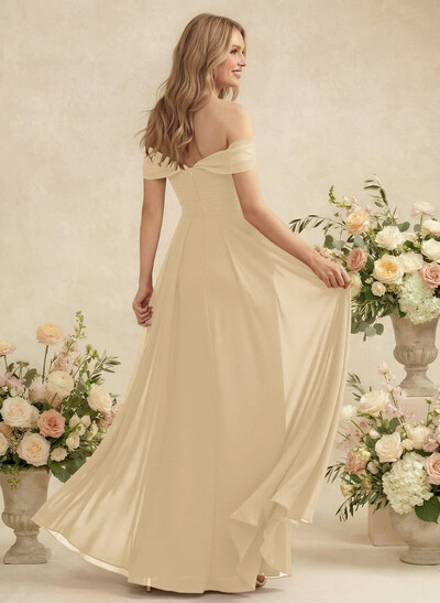 Off-The-Shoulder A-Line Chiffon Bridesmaid Dress