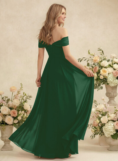 Off-The-Shoulder A-Line Chiffon Bridesmaid Dress