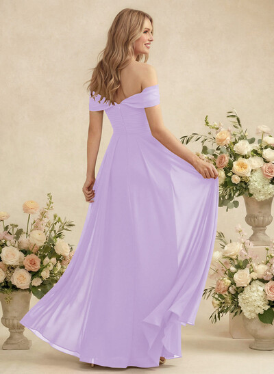 Off-The-Shoulder A-Line Chiffon Bridesmaid Dress