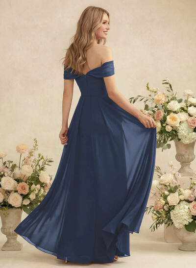 Off-The-Shoulder A-Line Chiffon Bridesmaid Dress