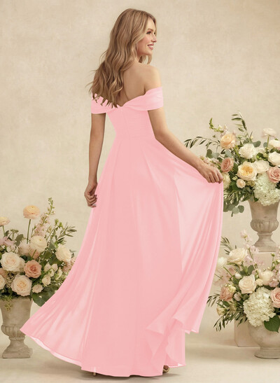 Off-The-Shoulder A-Line Chiffon Bridesmaid Dress