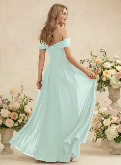 Off-The-Shoulder A-Line Chiffon Bridesmaid Dress