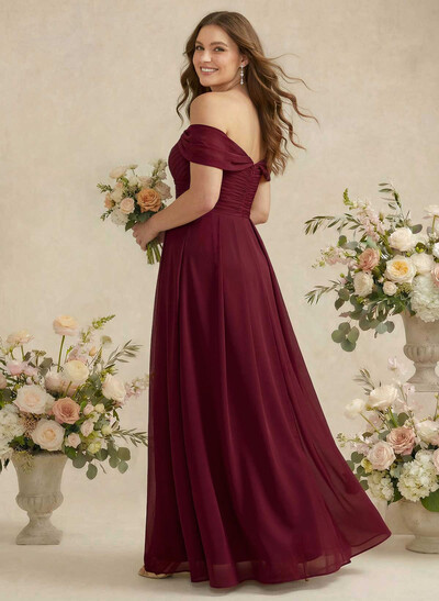 Off-The-Shoulder A-Line Chiffon Bridesmaid Dress