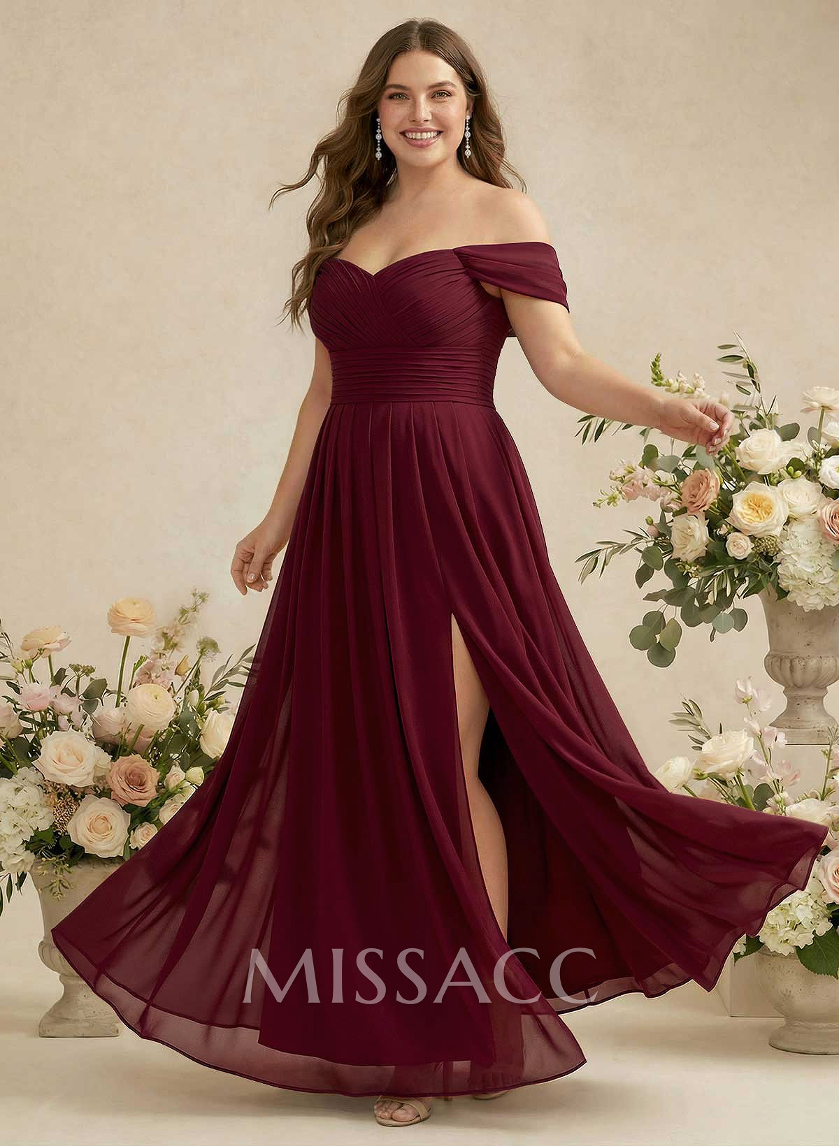 Off-The-Shoulder A-Line Chiffon Bridesmaid Dress
