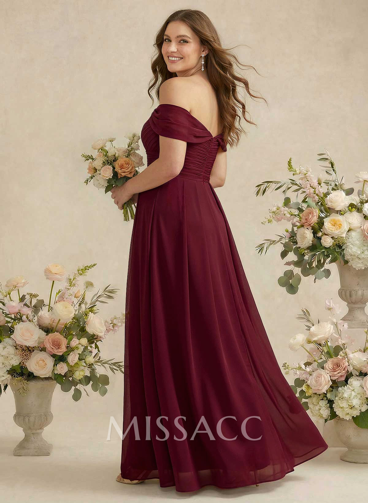 Off-The-Shoulder A-Line Chiffon Bridesmaid Dress