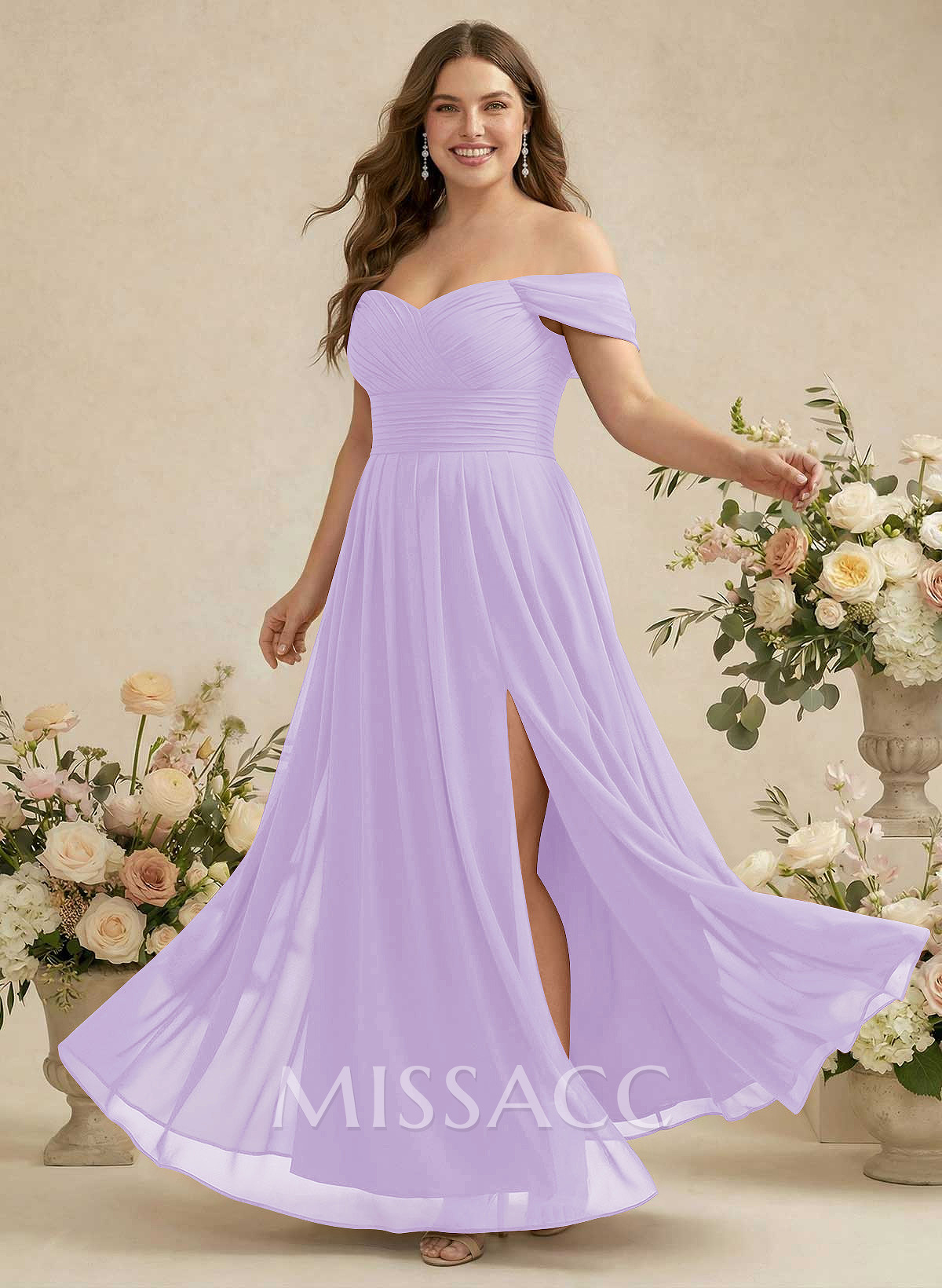 Off-The-Shoulder A-Line Chiffon Bridesmaid Dress