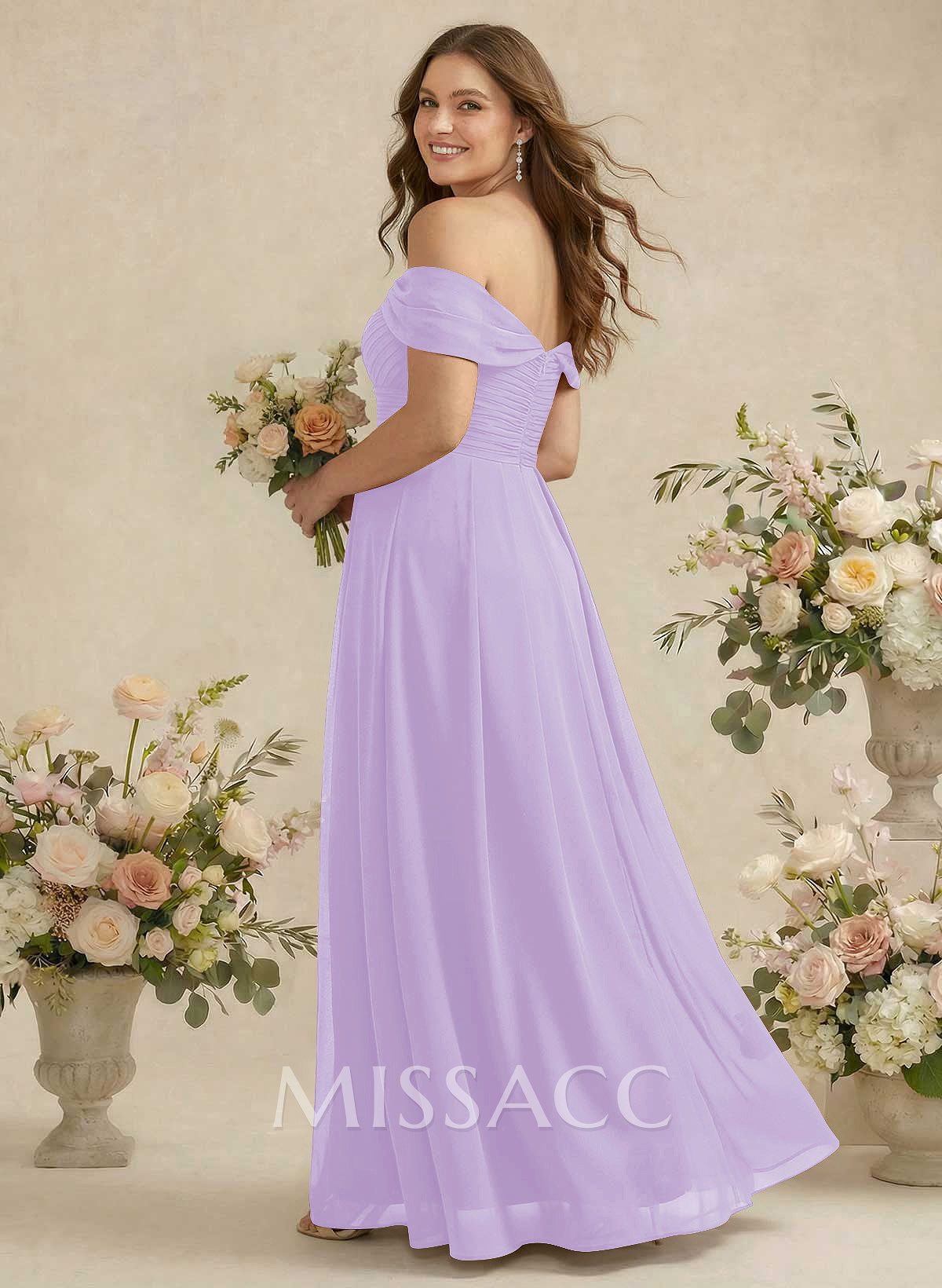 Off-The-Shoulder A-Line Chiffon Bridesmaid Dress