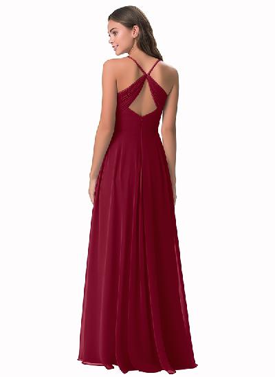 Open Back A-Line Chiffon Bridesmaid Dress 