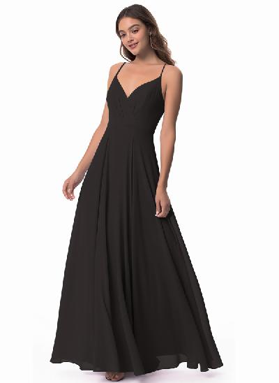 Open Back A-Line Chiffon Bridesmaid Dress 