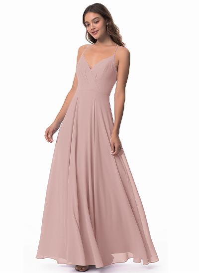 Open Back A-Line Chiffon Bridesmaid Dress 