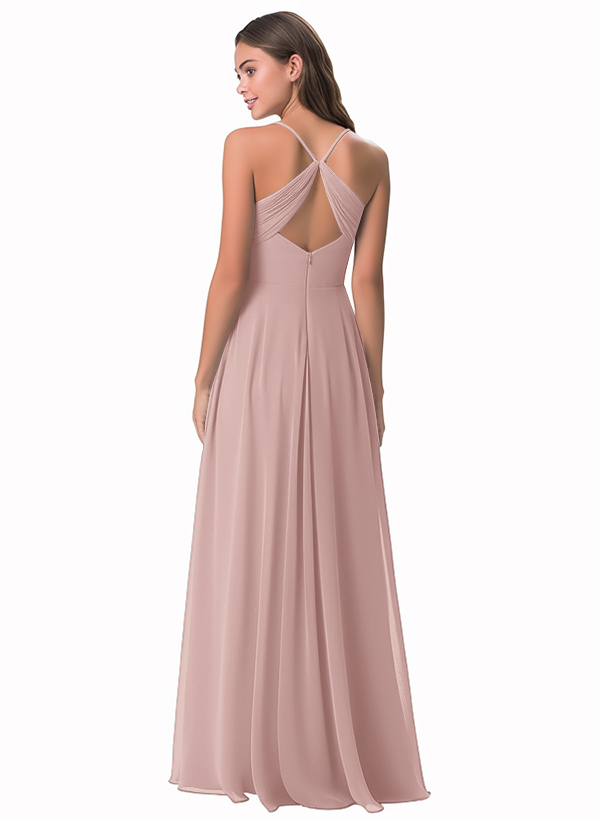 Open Back A-Line Chiffon Bridesmaid Dress 