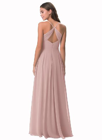 Open Back A-Line Chiffon Bridesmaid Dress 