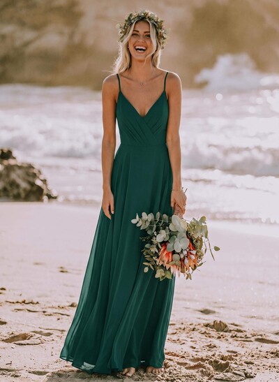 Open Back A-Line Chiffon Bridesmaid Dress