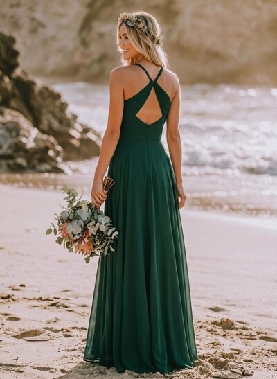 Open Back A-Line Chiffon Bridesmaid Dress