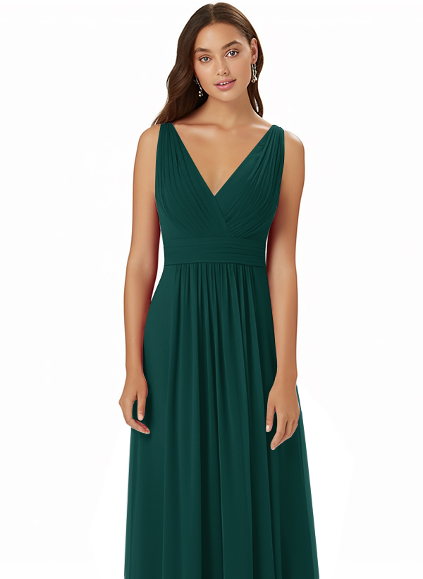 A-Line Chiffon Bridesmaid Dress With V-neck 