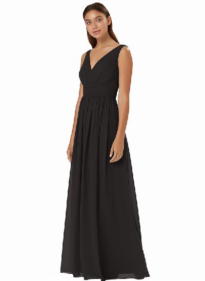 A-Line Chiffon Bridesmaid Dress With V-neck 