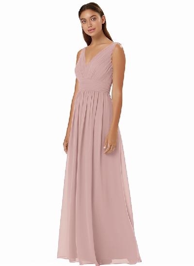 A-Line Chiffon Bridesmaid Dress With V-neck 