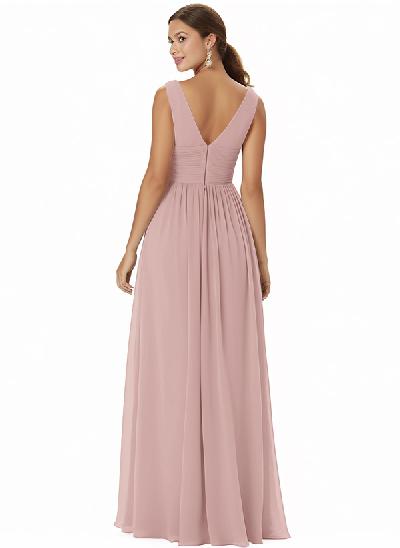 A-Line Chiffon Bridesmaid Dress With V-neck 