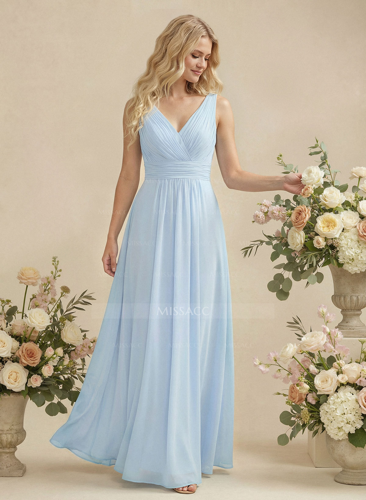 A-Line Chiffon Bridesmaid Dress With V-Neck