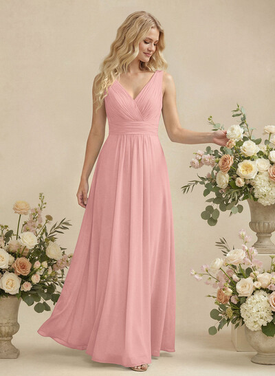 A-Line Chiffon Bridesmaid Dress With V-Neck