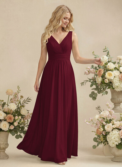 A-Line Chiffon Bridesmaid Dress With V-Neck