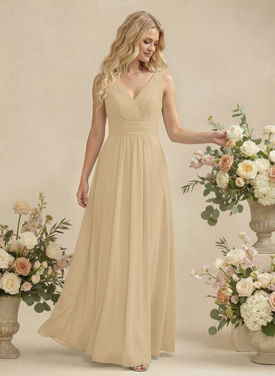 A-Line Chiffon Bridesmaid Dress With V-Neck