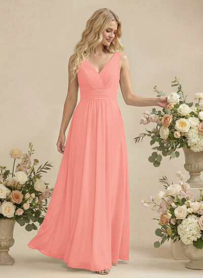 A-Line Chiffon Bridesmaid Dress With V-Neck
