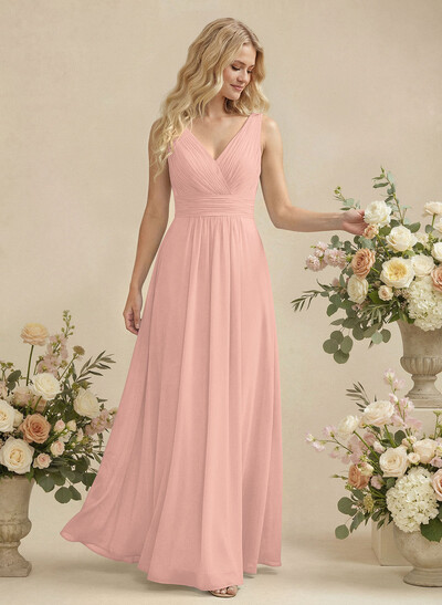 A-Line Chiffon Bridesmaid Dress With V-Neck