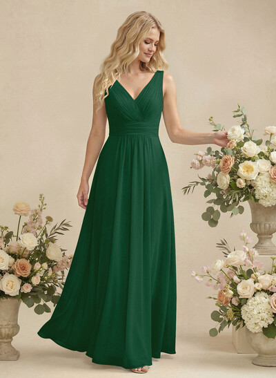 A-Line Chiffon Bridesmaid Dress With V-Neck