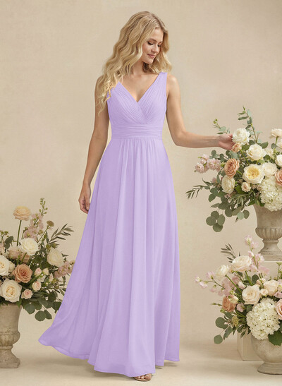 A-Line Chiffon Bridesmaid Dress With V-Neck