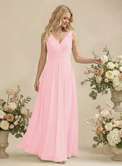 A-Line Chiffon Bridesmaid Dress With V-Neck
